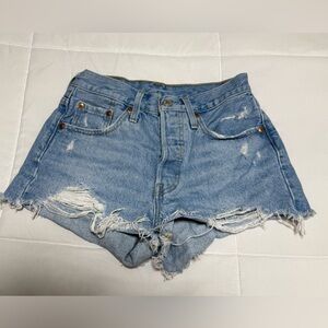 Levi's Light Blue Distressed Jean Shorts size 0